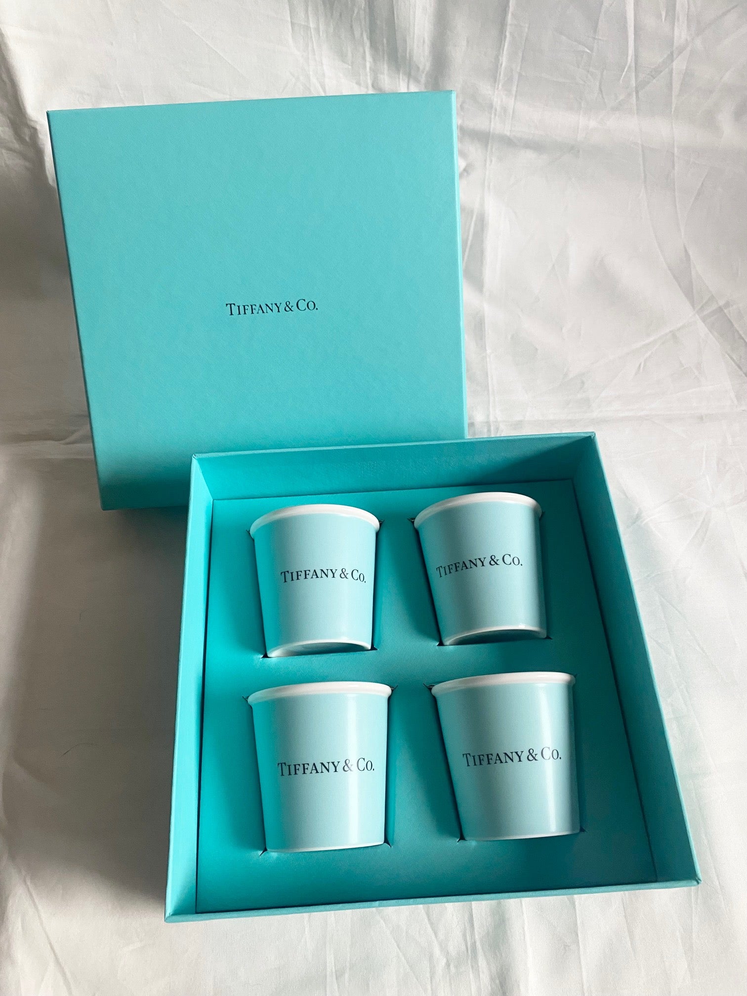 Tiffany & Co bone china ceramic espresso cup of 4 box set