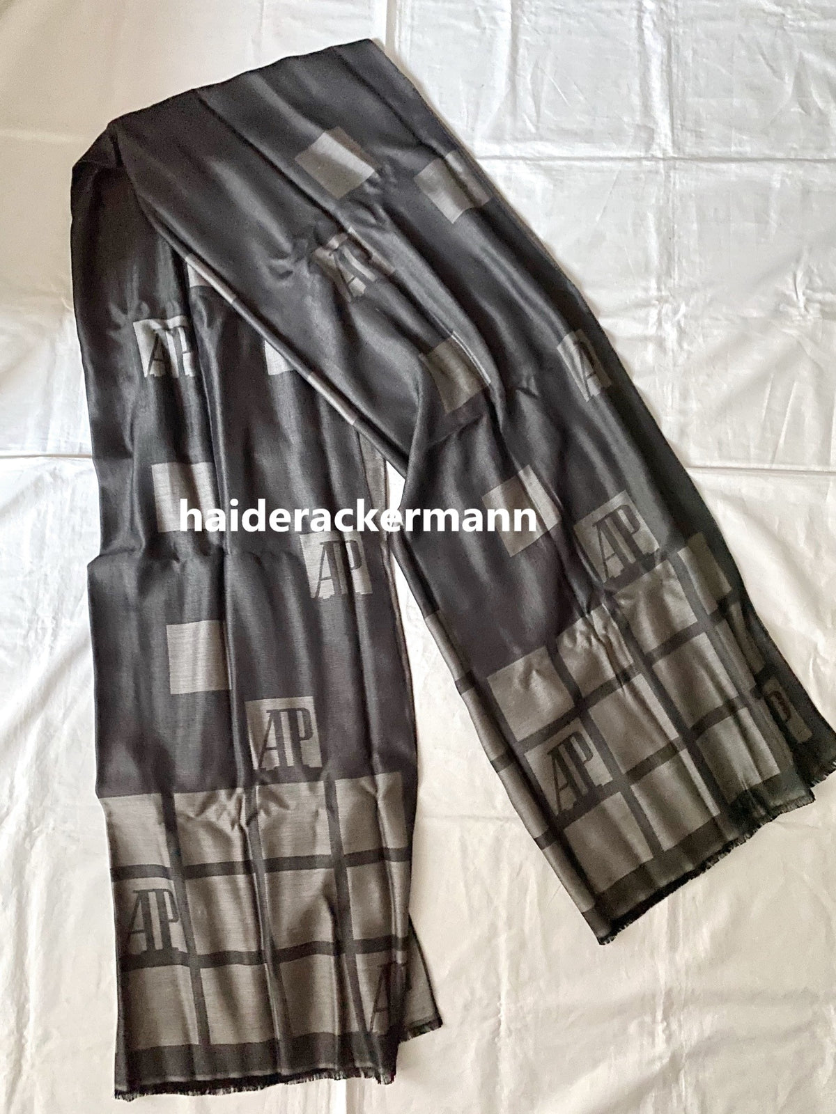 Audemars Piguet 2019 AP logo grey silk scarf