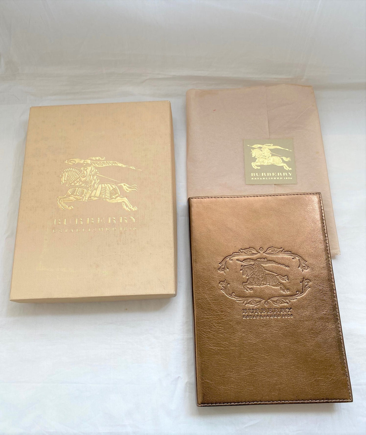 Burberry metallic gold leather cover notebook