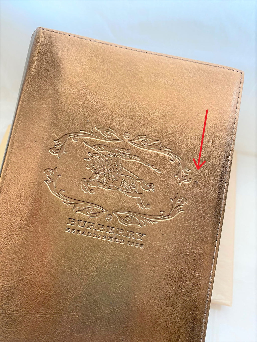 Burberry metallic gold leather cover notebook