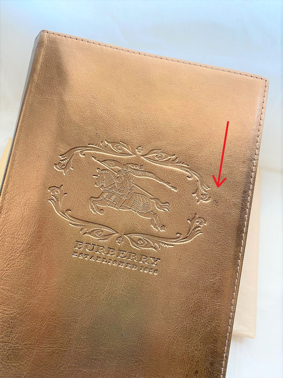Burberry metallic gold leather cover notebook