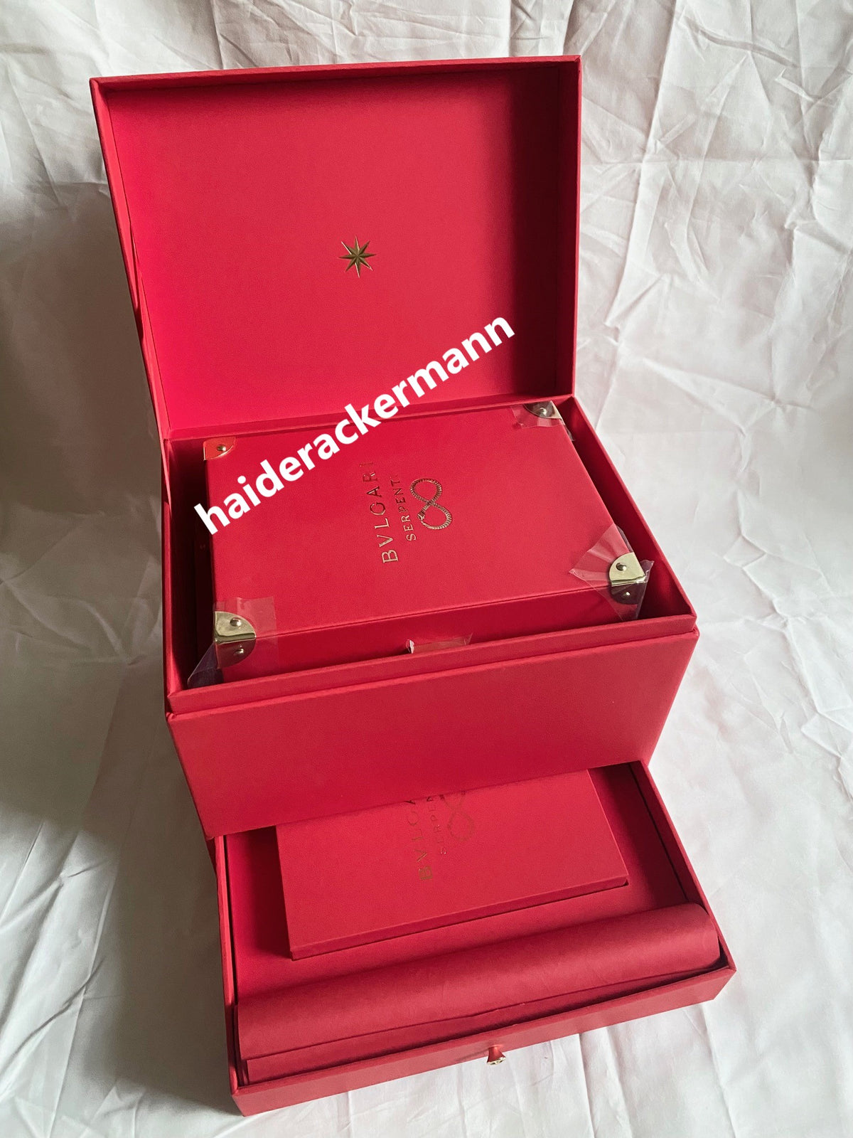 Bvlgari 2025 Chinese New Year serpenti logo cabinet jewelry box & red packet box set