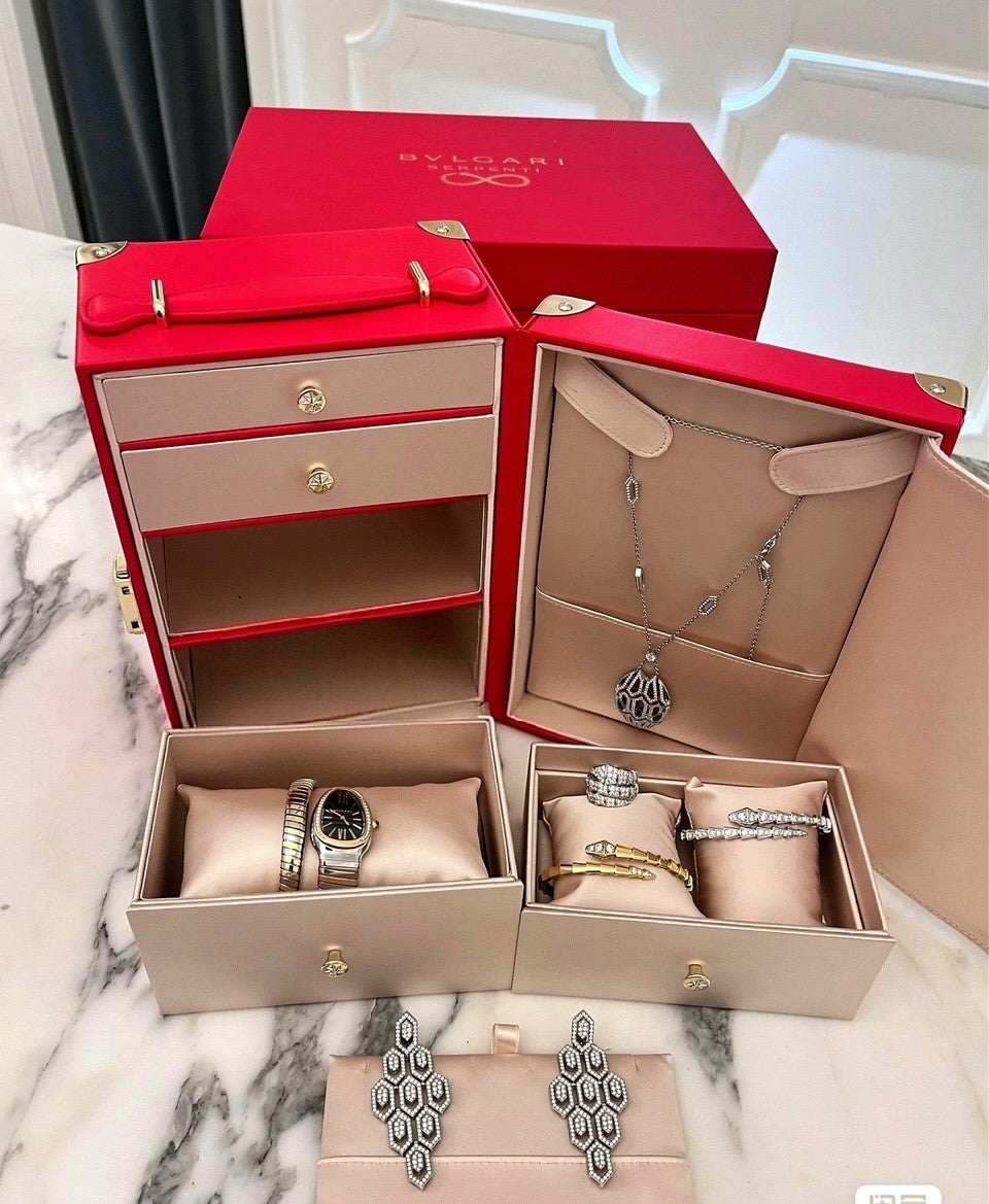 Bvlgari 2025 Chinese New Year serpenti logo cabinet jewelry box & red packet box set