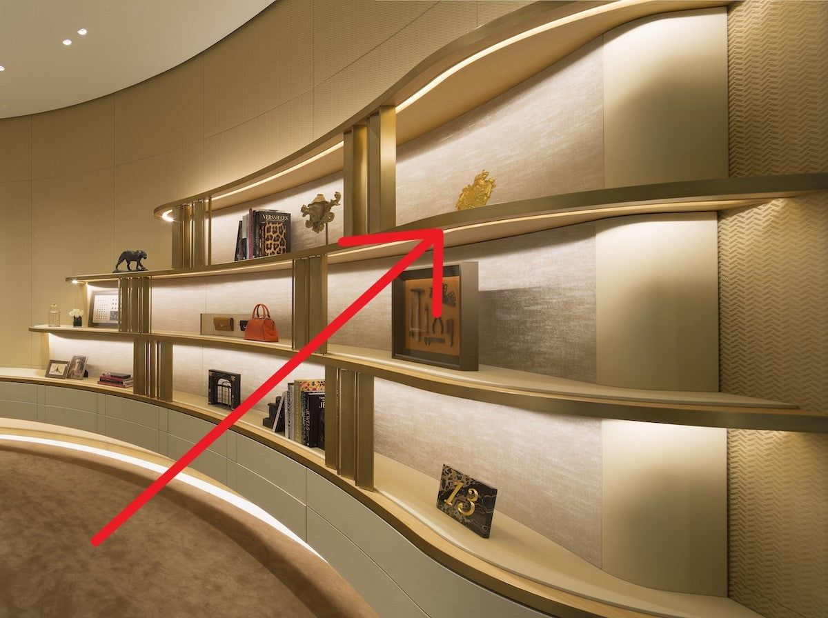 Cartier 2019 gold family crest stand for store display