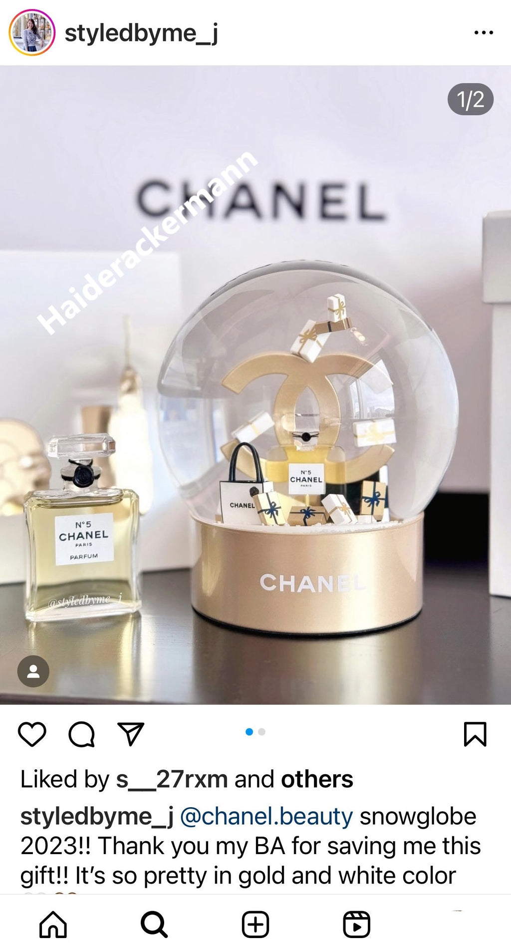 Chanel Beauty 2023 Christmas No 5 perfume snow globe