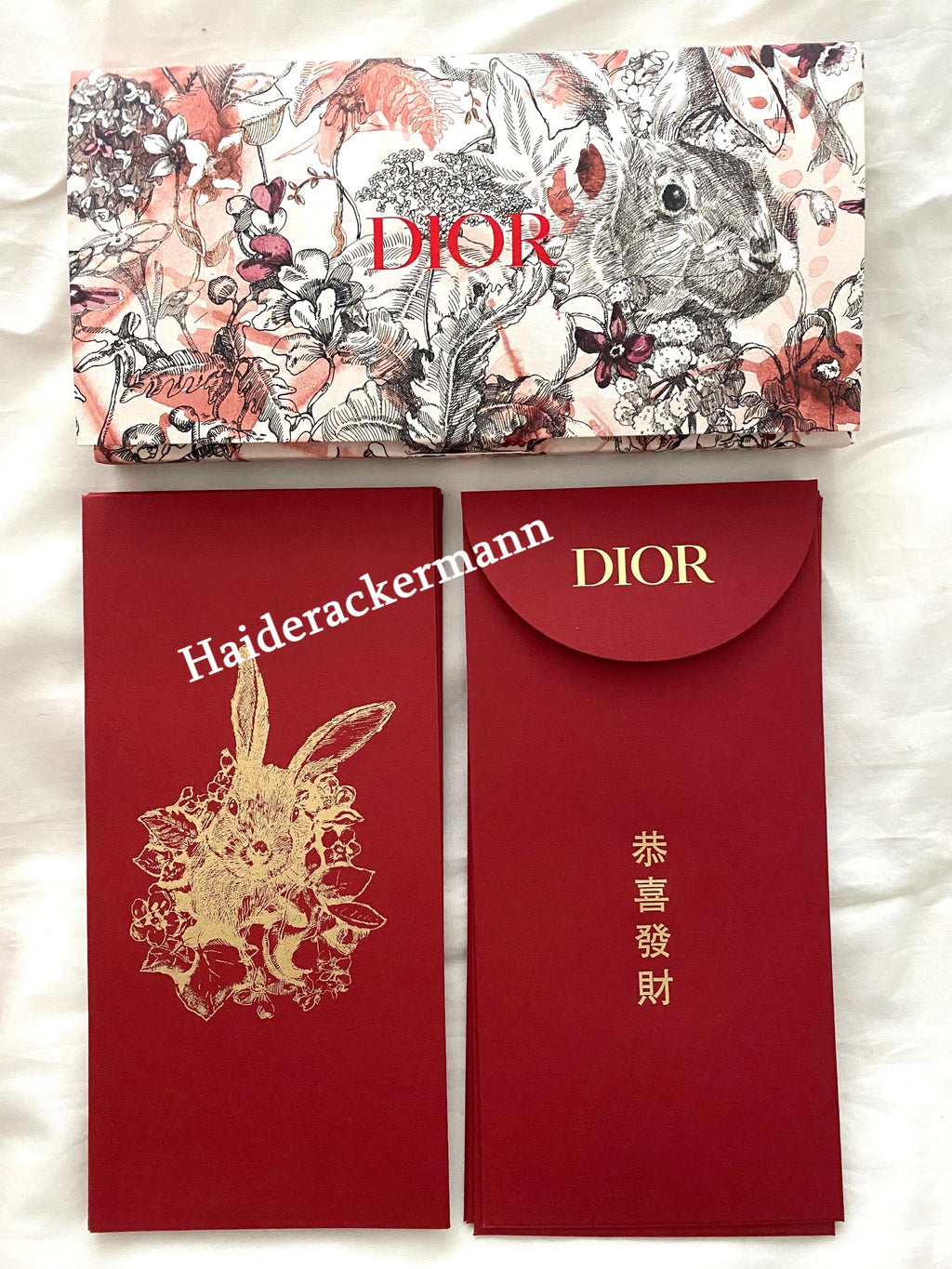 DIOR 2023 Chinese New Year large floral fan & red packet box set