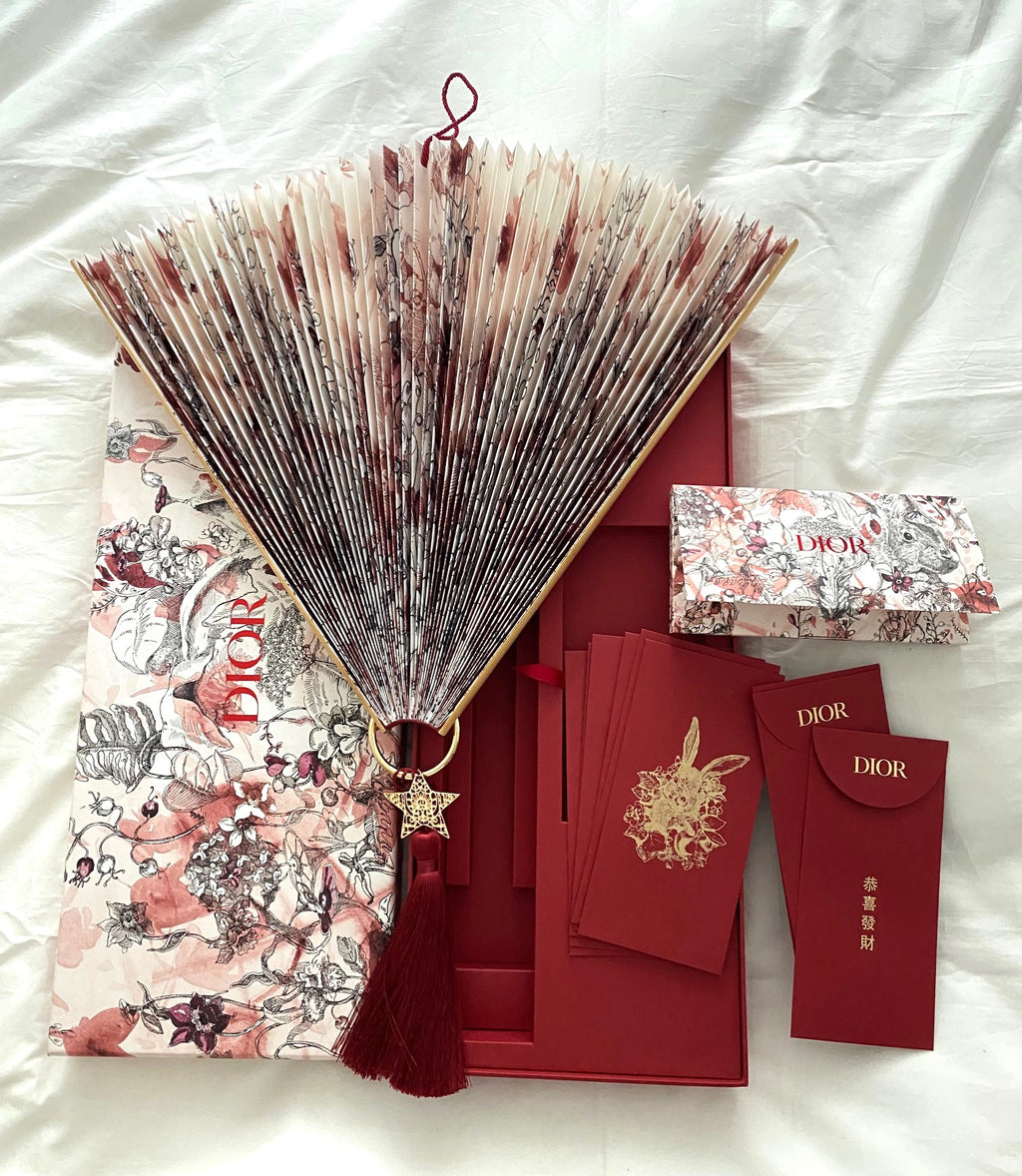DIOR 2023 Chinese New Year large floral fan & red packet box set