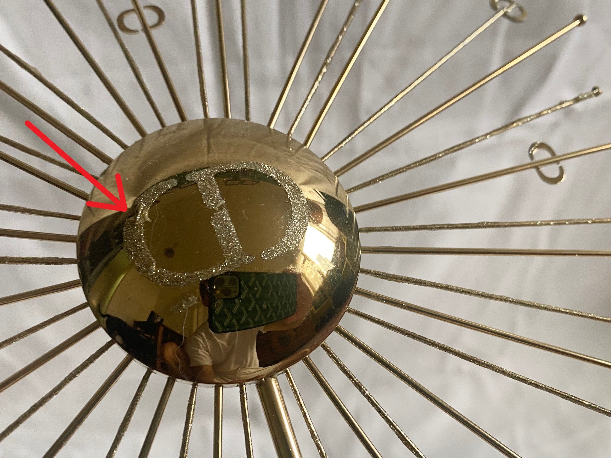 Dior 2024 Christmas CD logo gold metal sun stand for window display