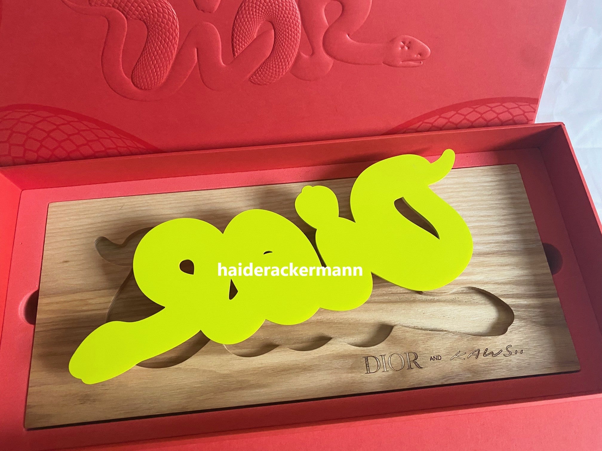 Dior by Kim Jones X Kaws 2025 Chinese new year snake wood plate & red packet set