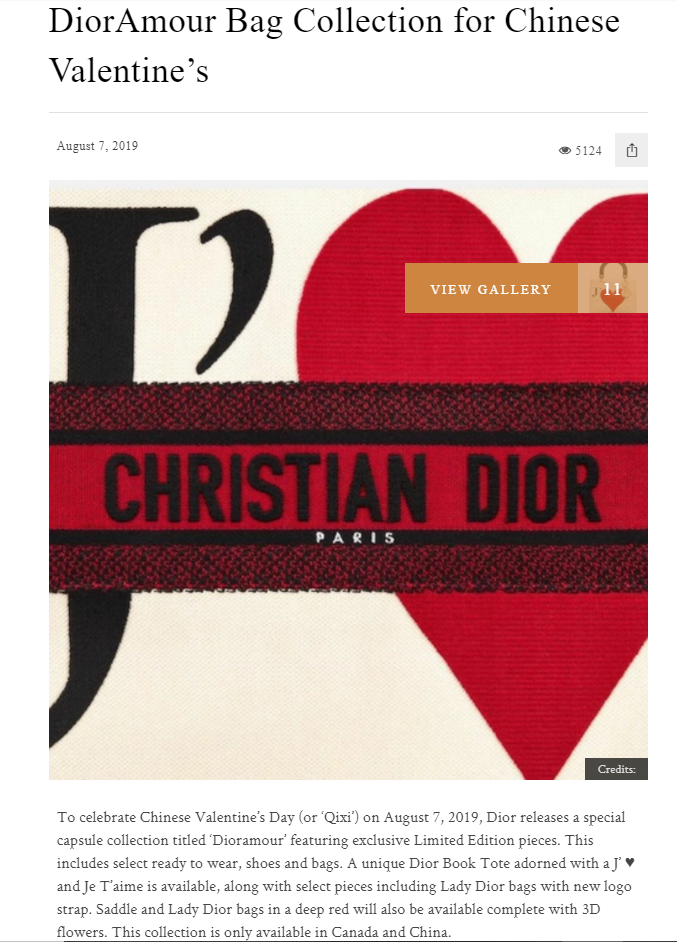 Dior 2019 Chinese Valentine's Day Qixi  Je T'aime notebook