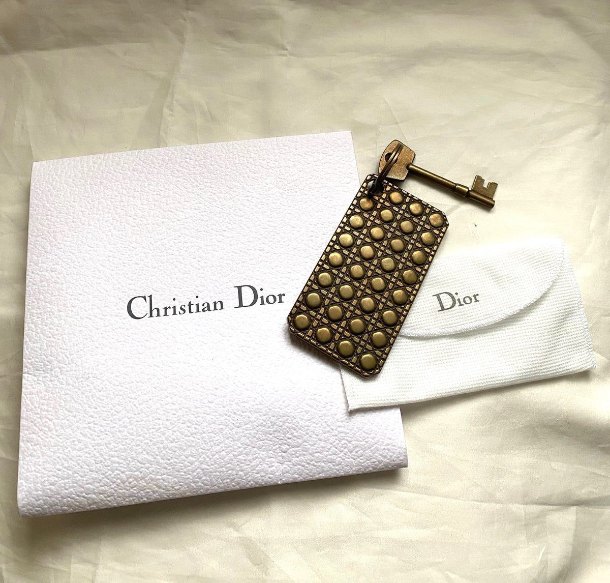 Dior vinatge cannage quilt brass key charm