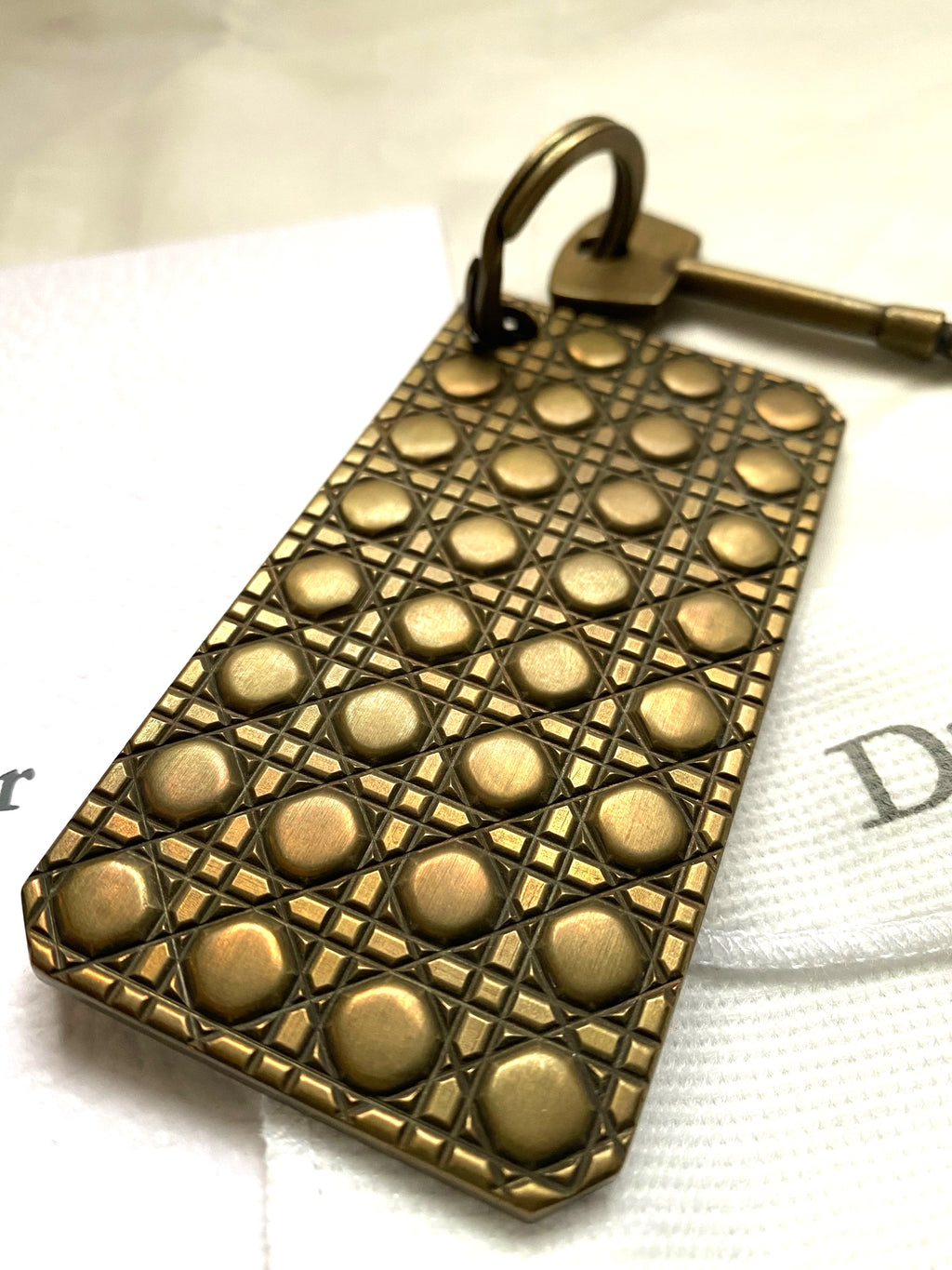 Dior vinatge cannage quilt brass key charm
