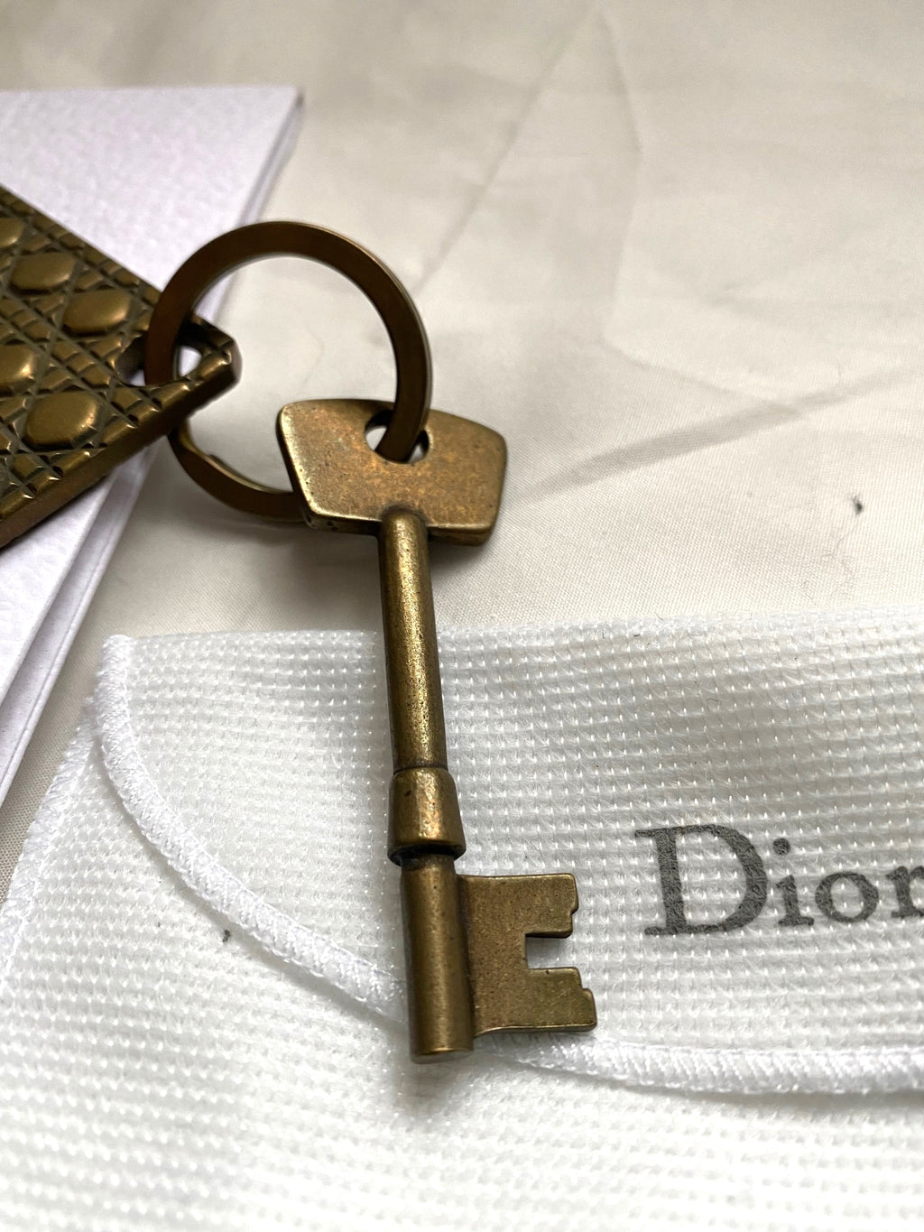 Dior vinatge cannage quilt brass key charm