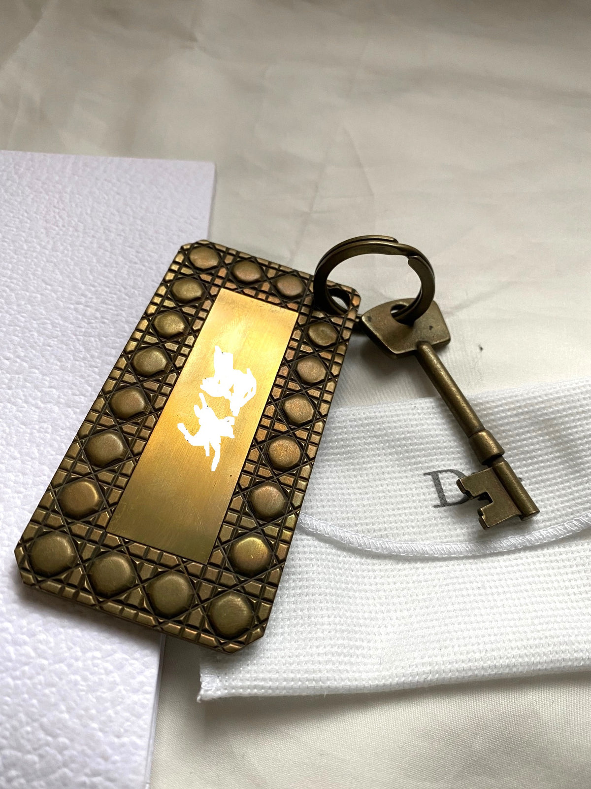 Dior vinatge cannage quilt brass key charm