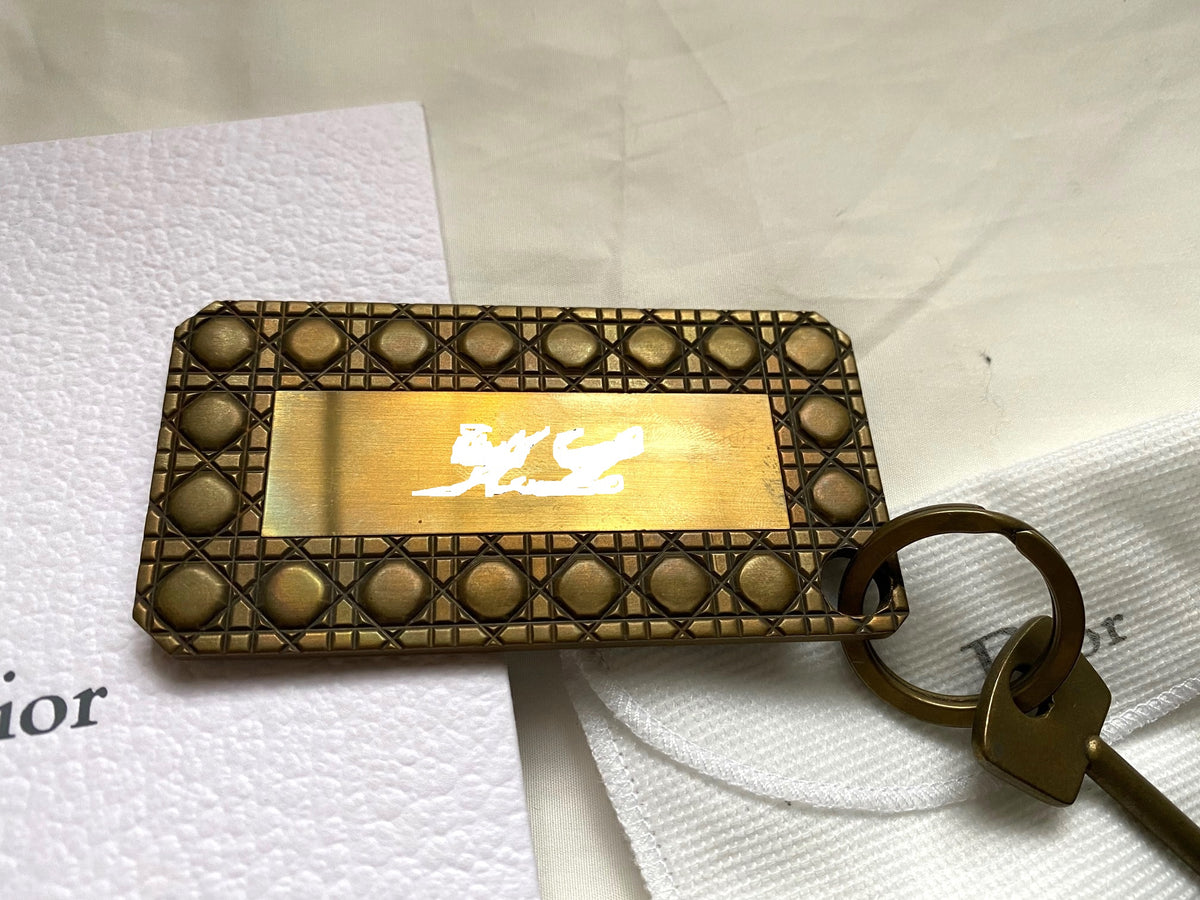 Dior vinatge cannage quilt brass key charm