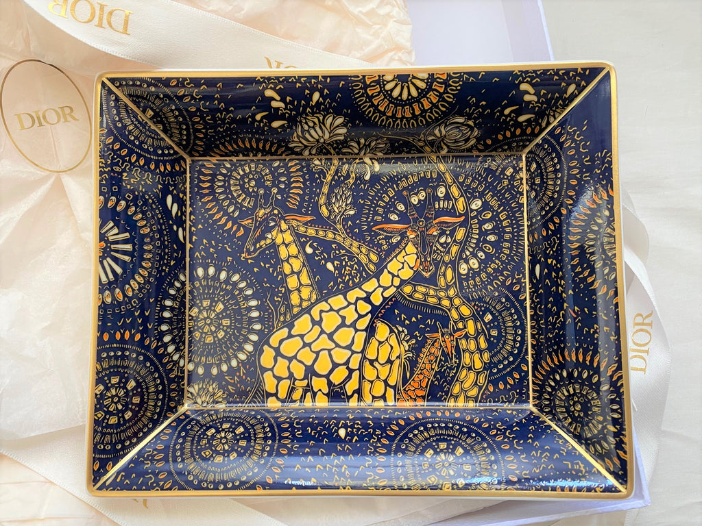 Dior giraffe motif porcelain trinket tray