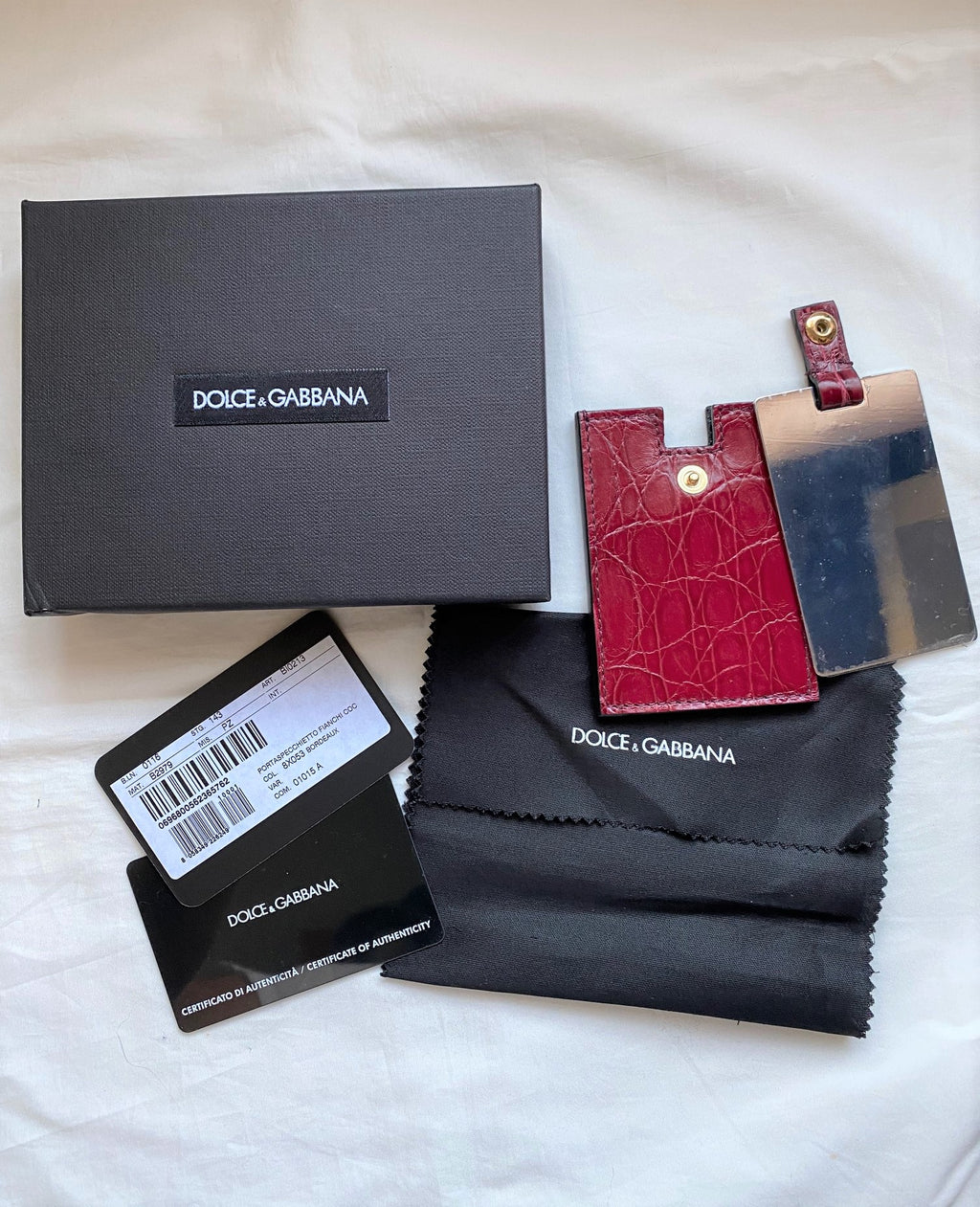 Dolce & Gabbana portable mirror with croco leather case