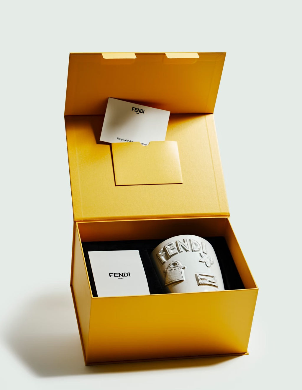 Fendi 2025 FF logo peekaboo bag motif ceramic vase planter