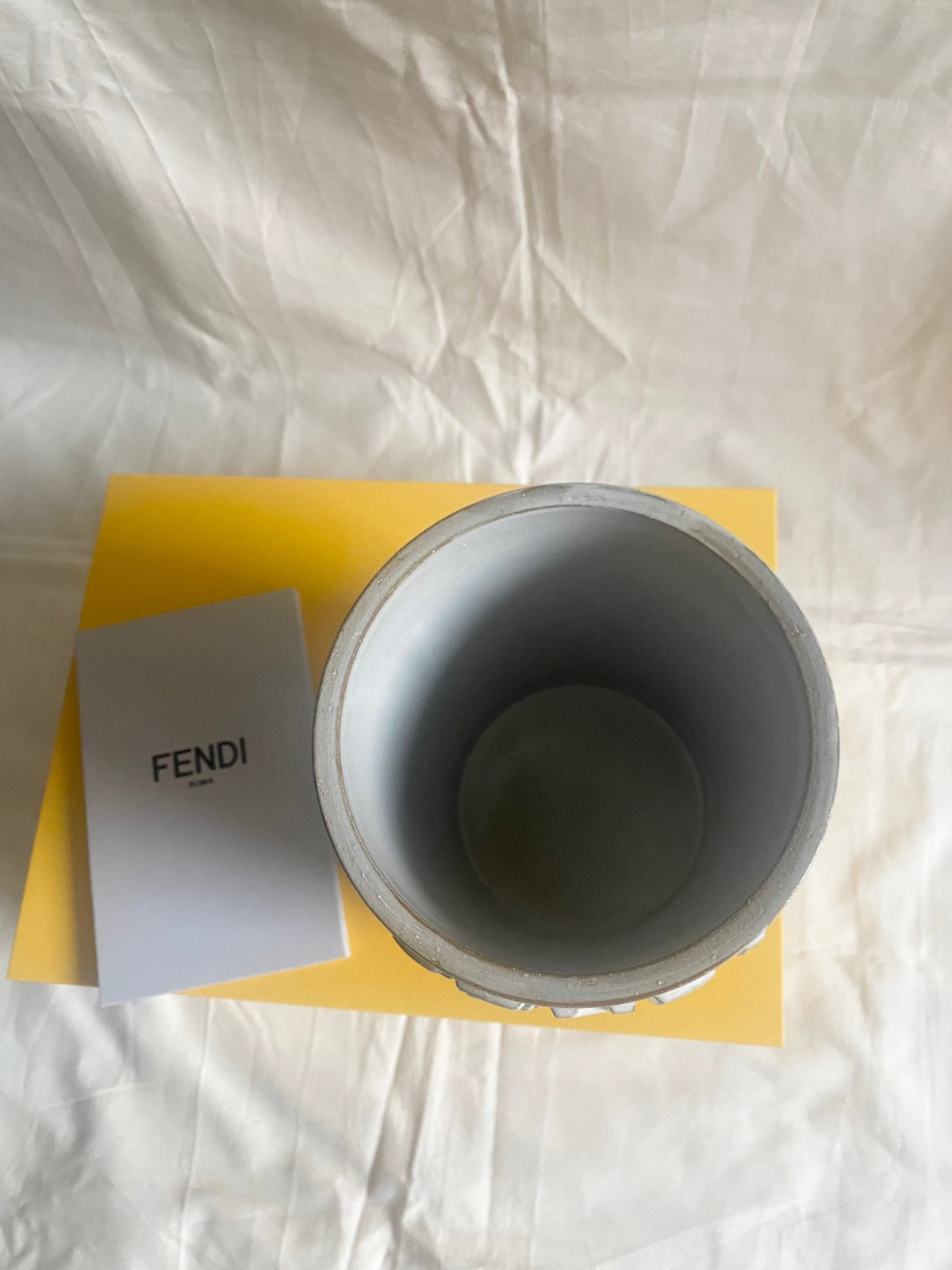 Fendi 2025 FF logo peekaboo bag motif ceramic vase planter