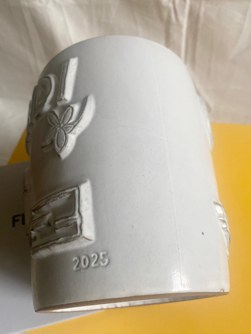 Fendi 2025 FF logo peekaboo bag motif ceramic vase planter