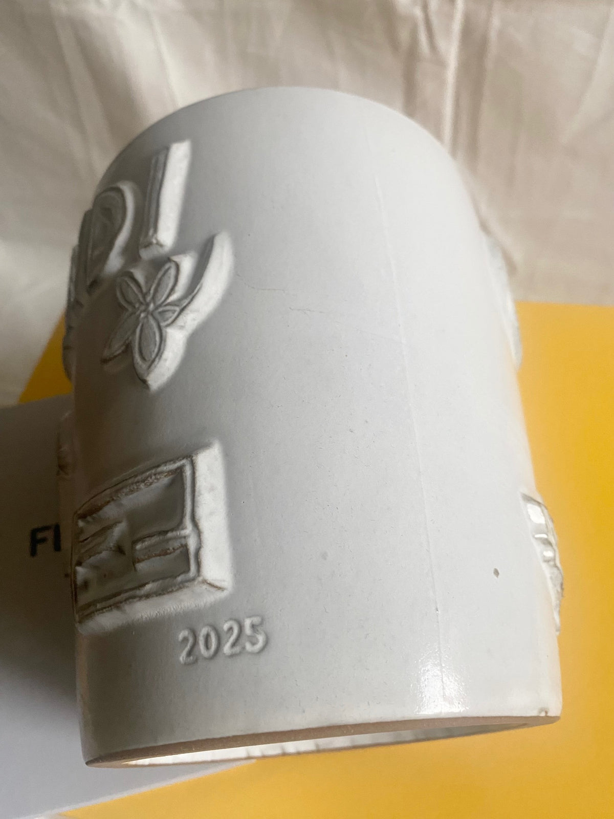 Fendi 2025 FF logo peekaboo bag motif ceramic vase planter