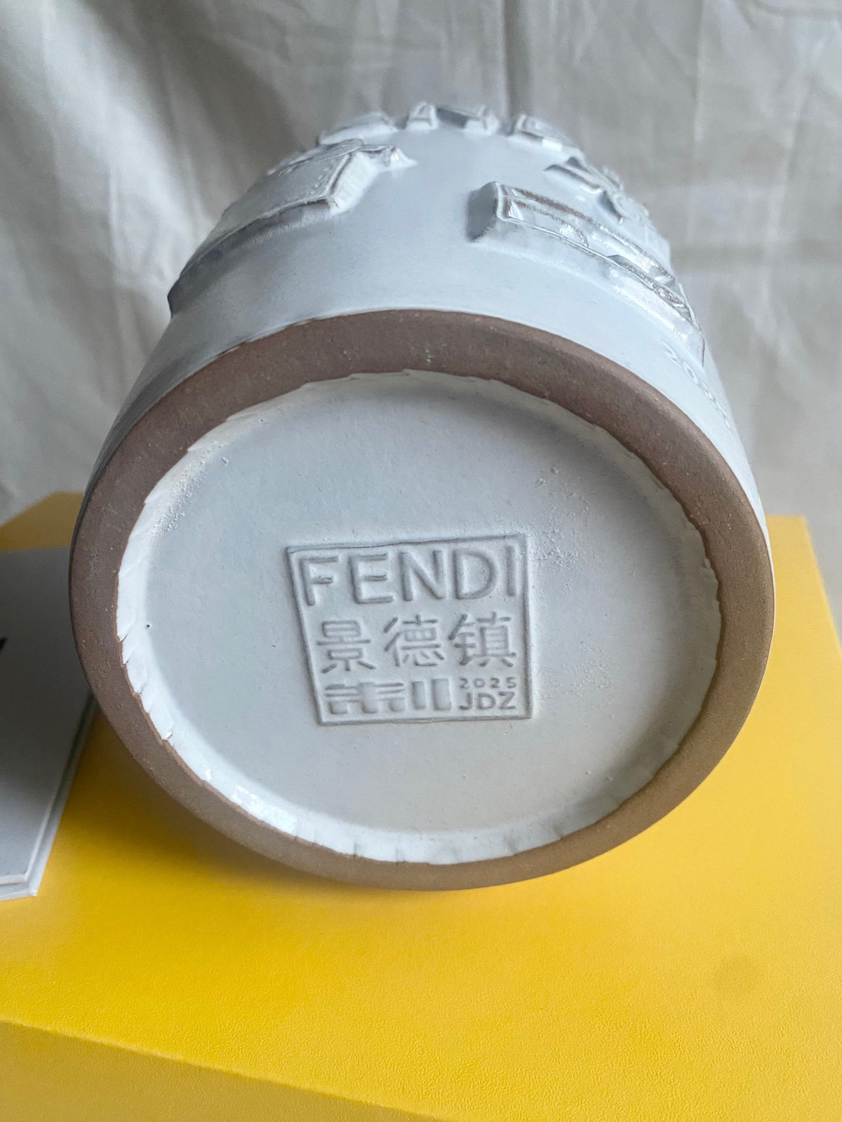Fendi 2025 FF logo peekaboo bag motif ceramic vase planter