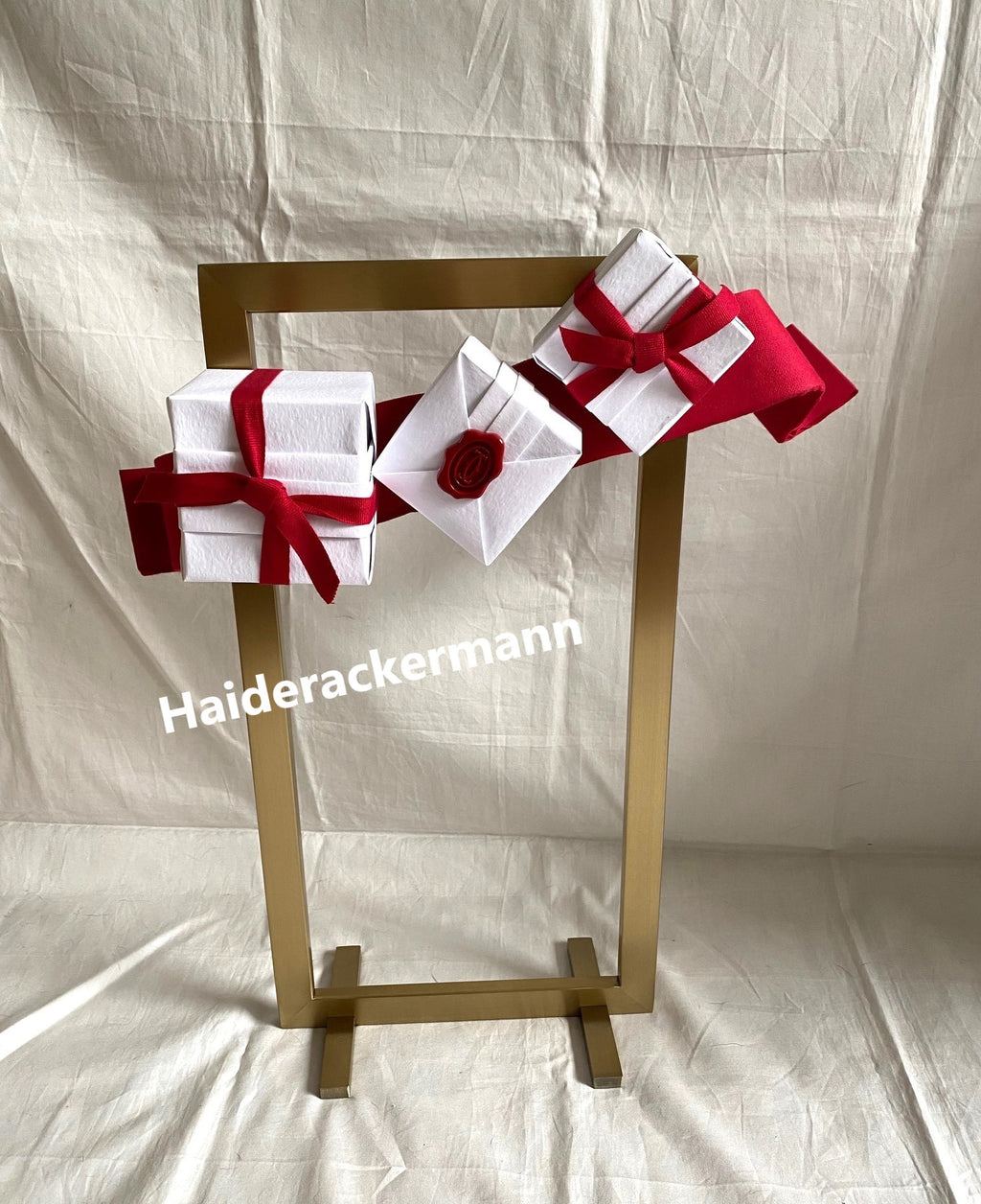 Cartier 2015 X'mas metal stand with white gift boxes for window display