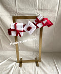 Cartier 2015 X'mas metal stand with white gift boxes for window display
