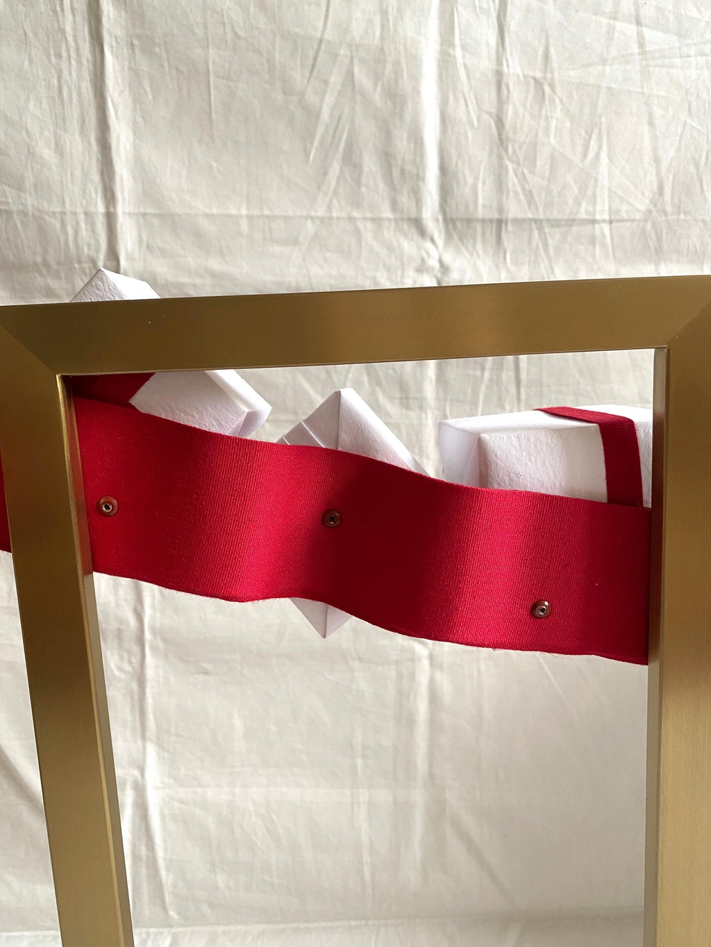Cartier 2015 X'mas metal stand with white gift boxes for window display