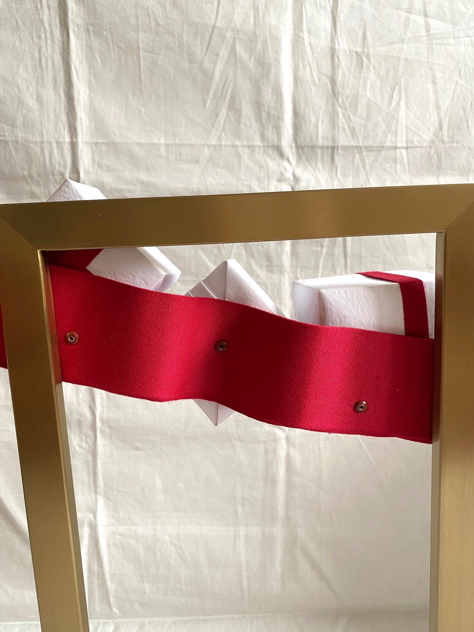 Cartier 2015 X'mas metal stand with white gift boxes for window display