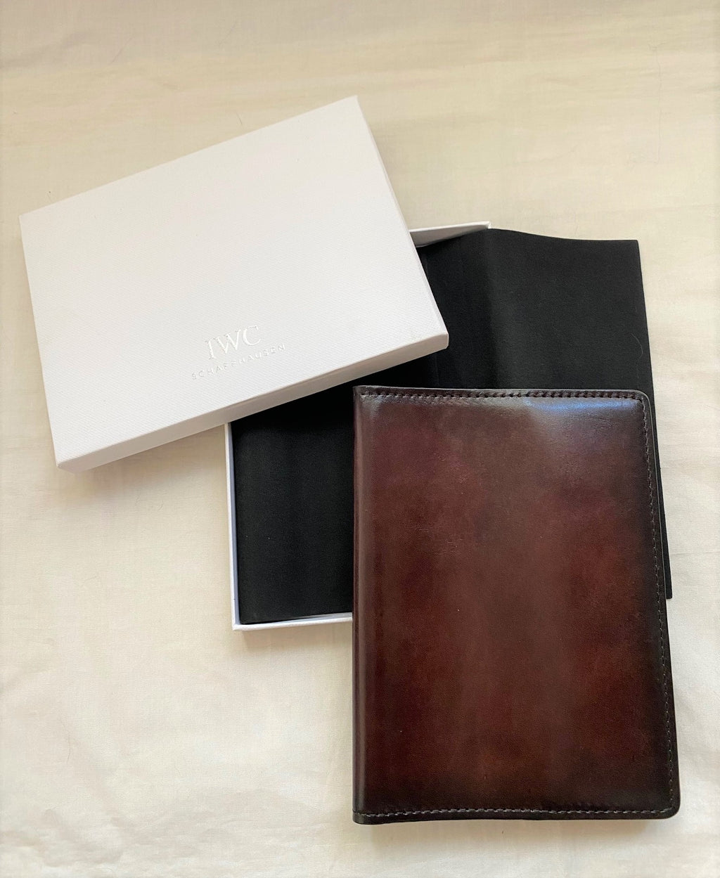 IWC brushed  brown leather passport holder