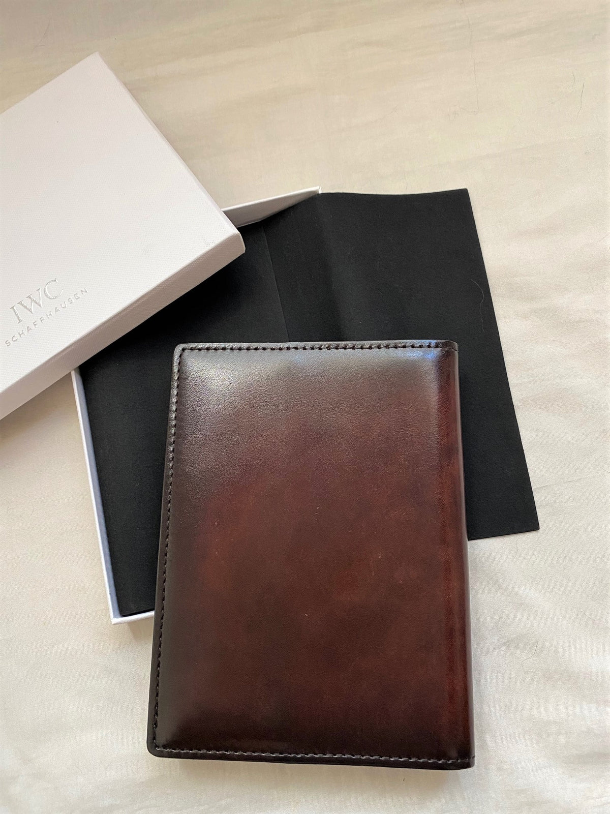 IWC brushed  brown leather passport holder