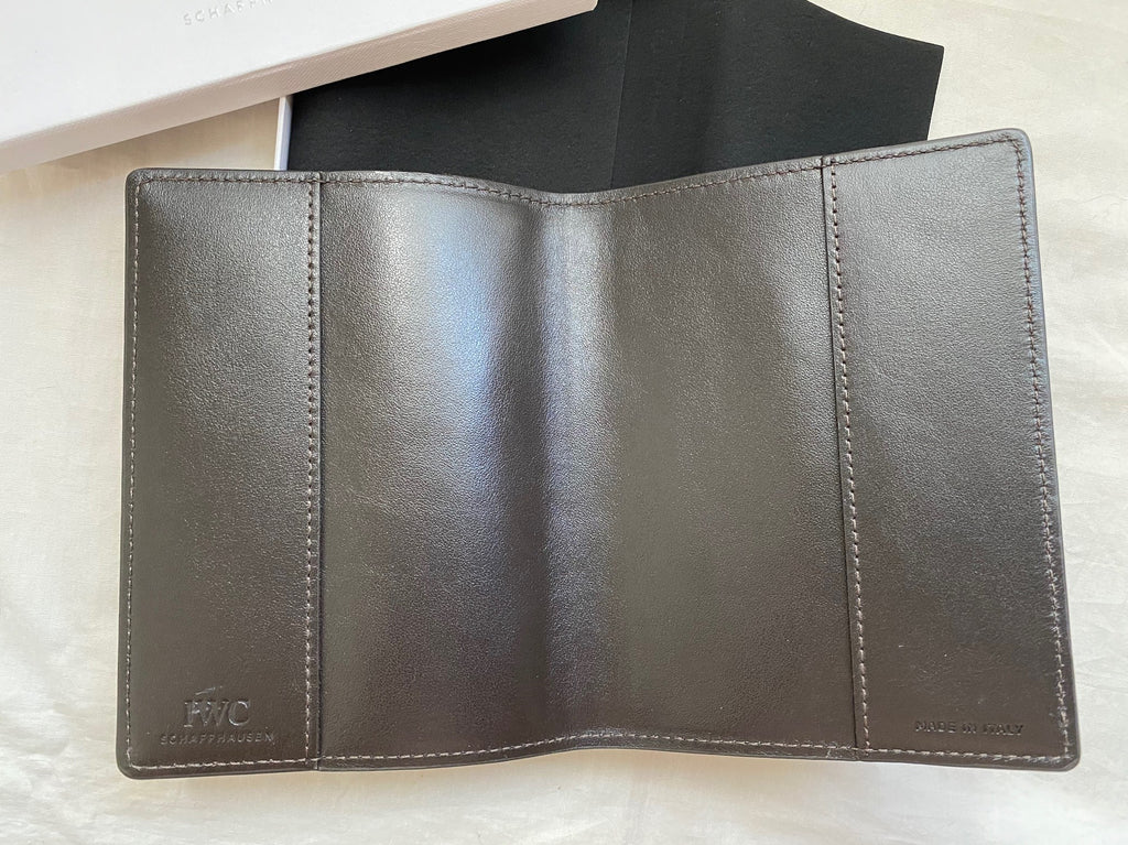 IWC brushed  brown leather passport holder