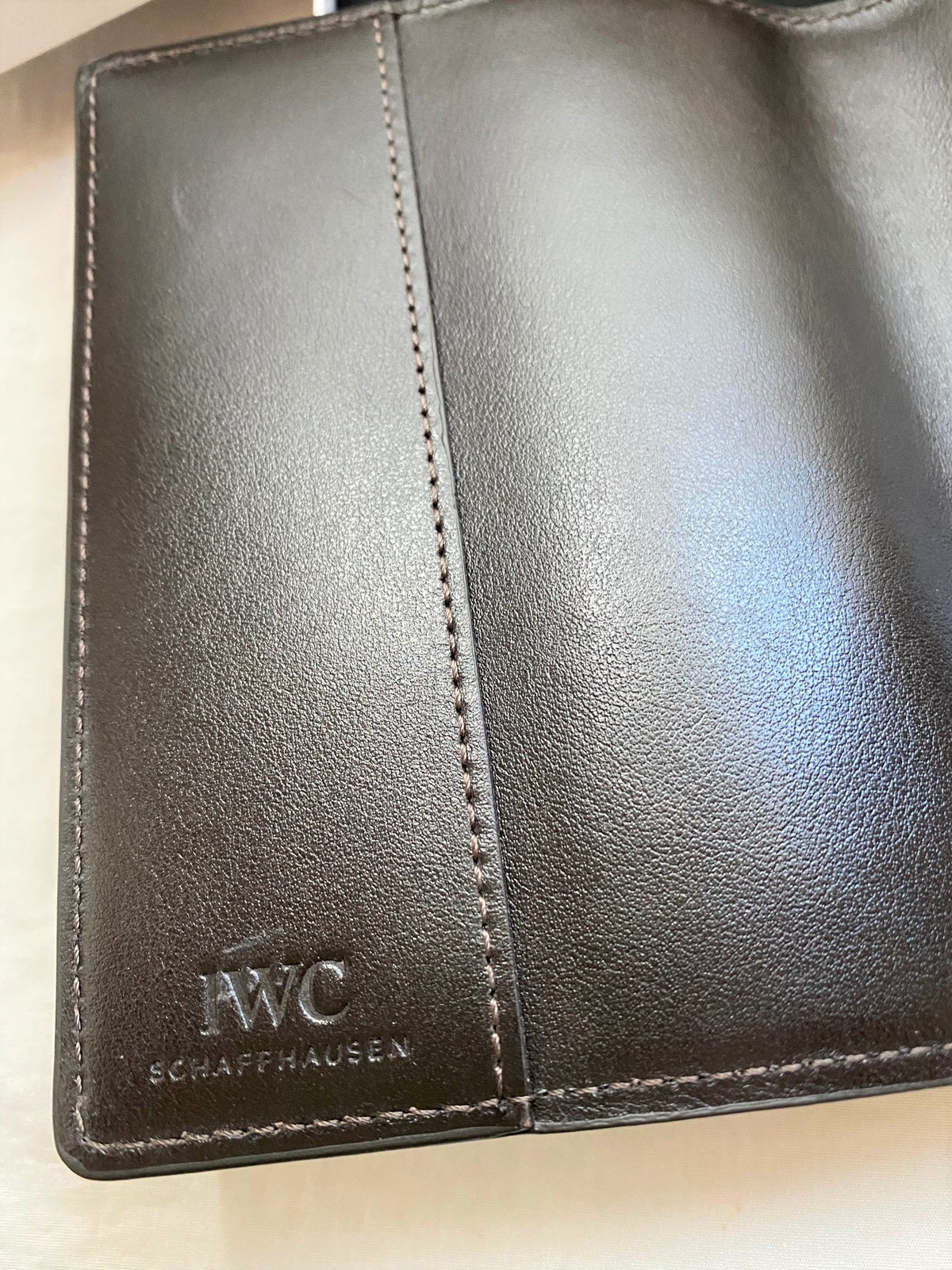 IWC brushed  brown leather passport holder