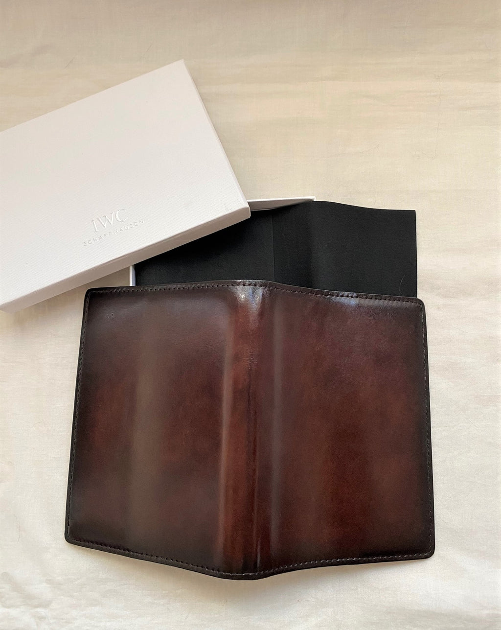 IWC brushed  brown leather passport holder