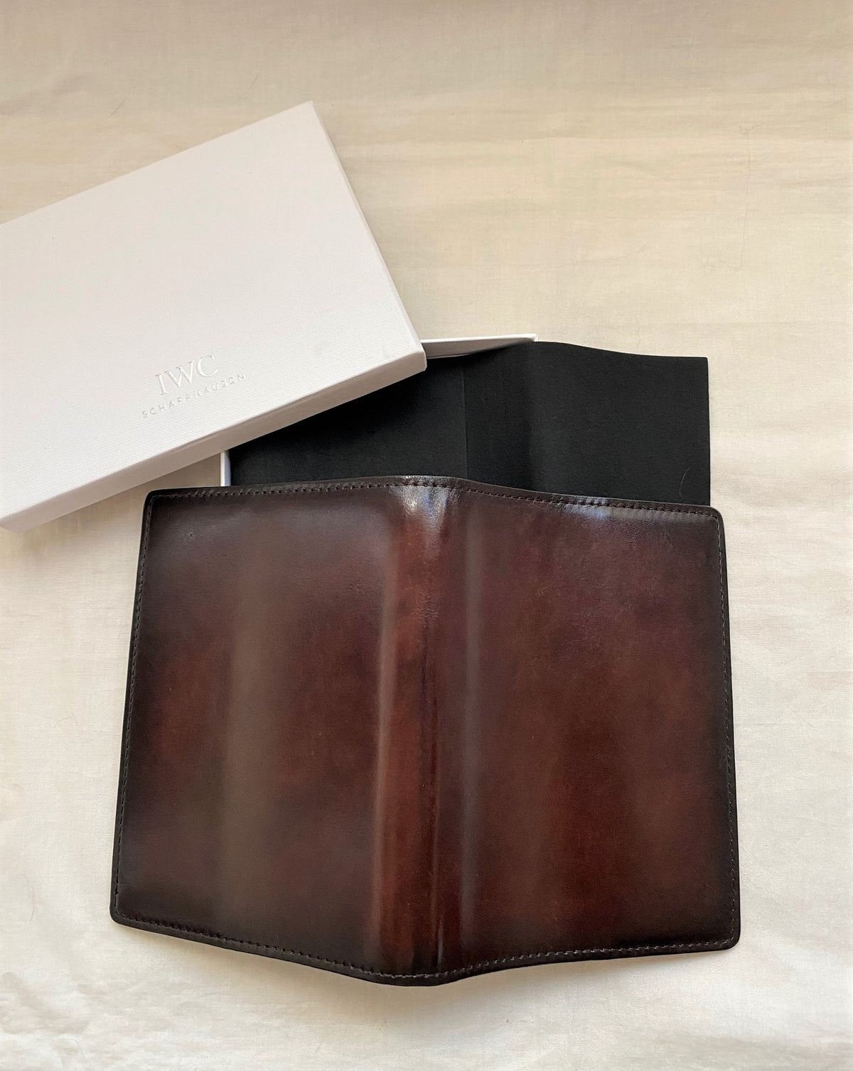 IWC brushed  brown leather passport holder