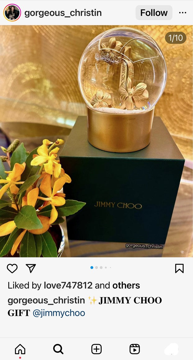 Jimmy Choo 2024 Christmas floral & JC logo snow globe