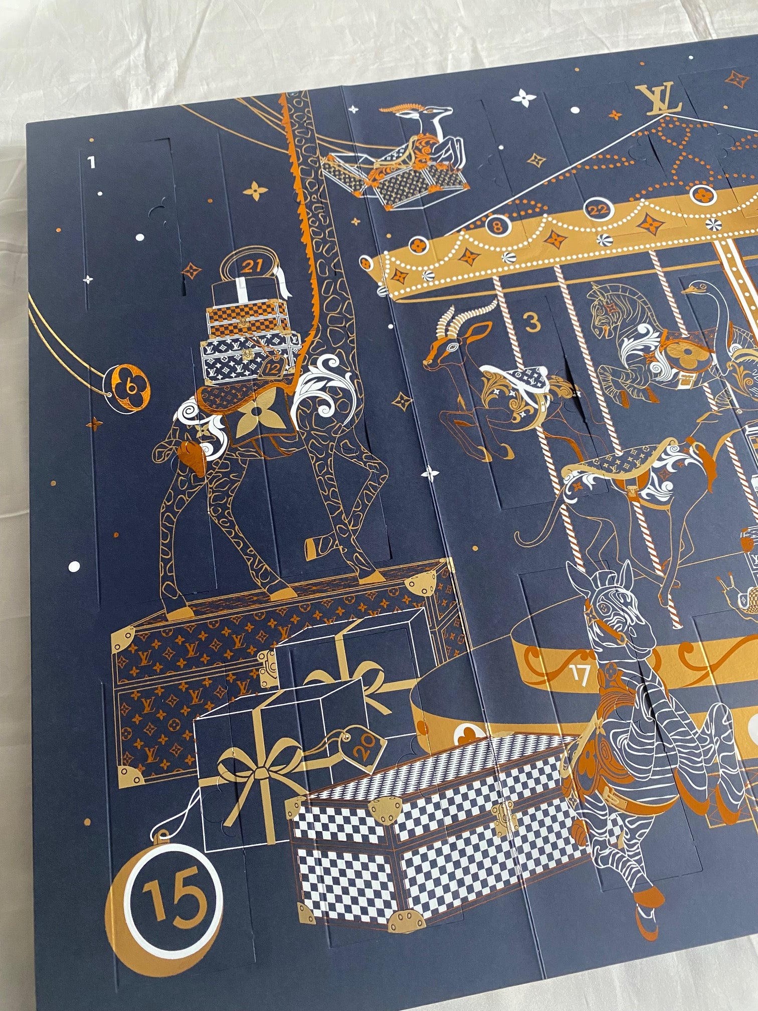 Louis Vuitton 2024 Christmas ornament calendar with trunk design