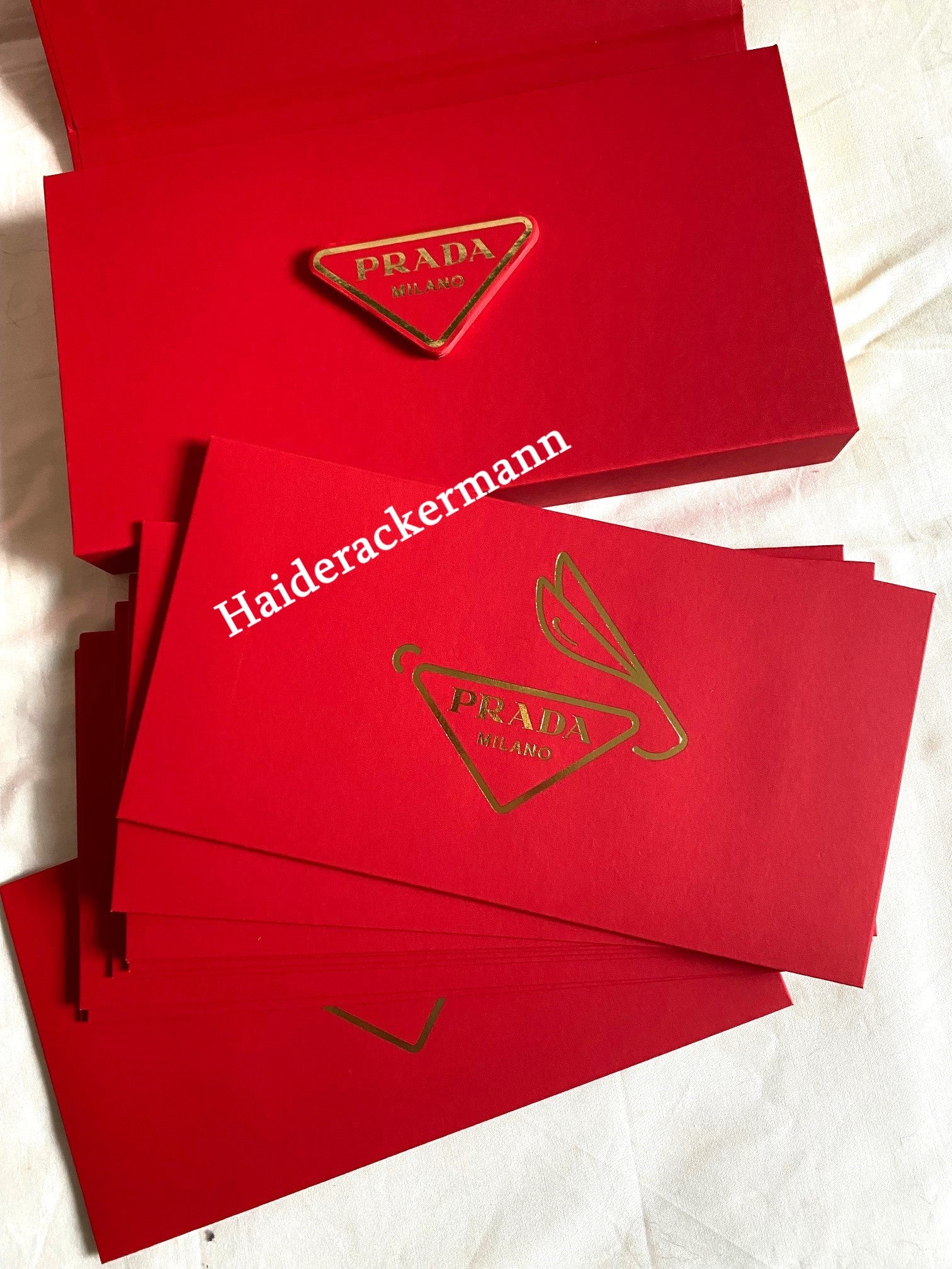 Prada 2023 bookmarks memo red envelopes & wood triangle box set