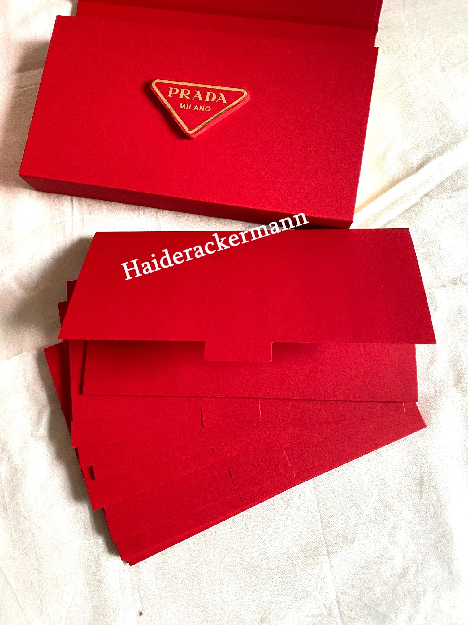 Prada 2023 bookmarks memo red envelopes & wood triangle box set