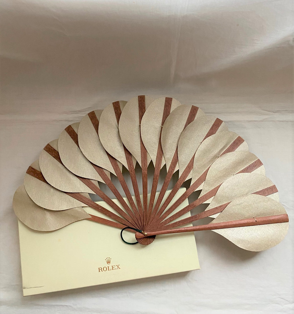 Rolex vintage wooden folding fan