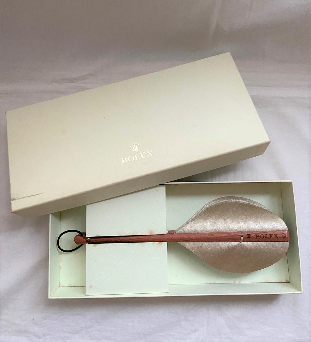 Rolex vintage wooden folding fan