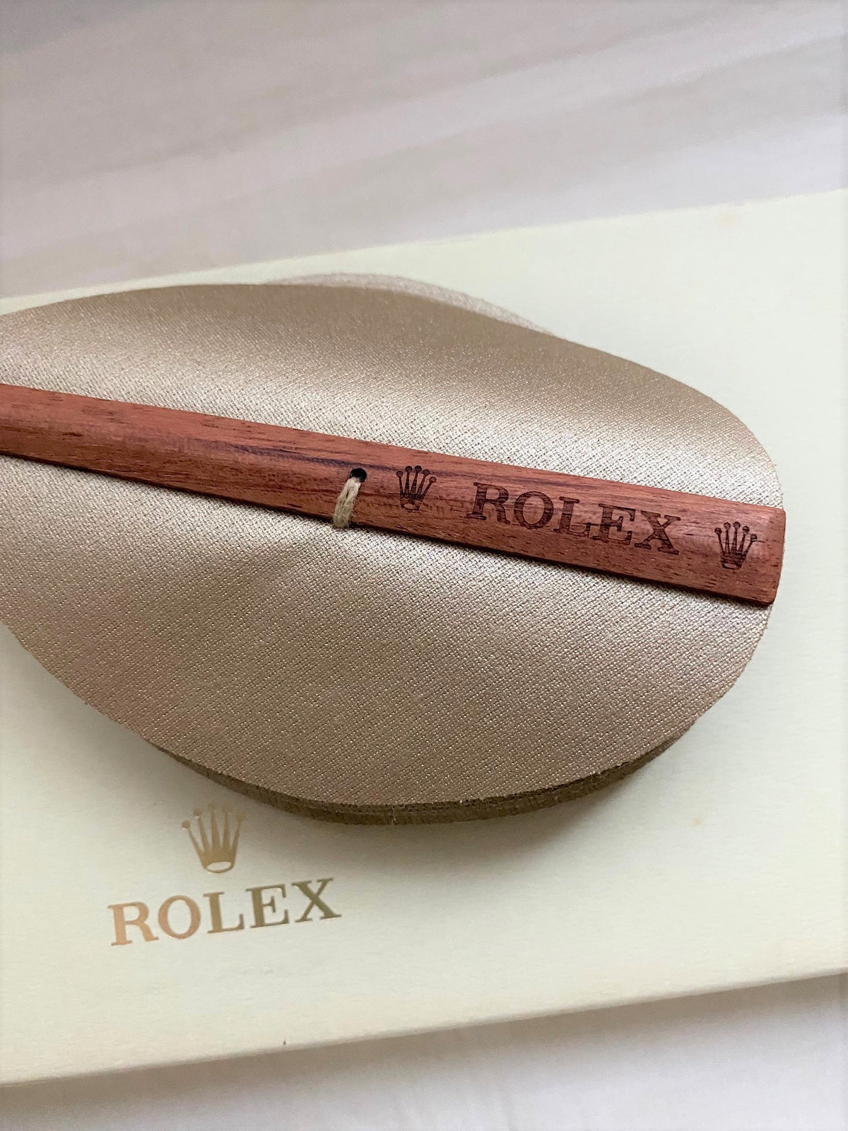 Rolex vintage wooden folding fan