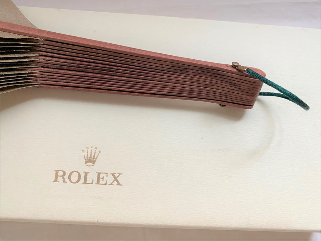 Rolex vintage wooden folding fan