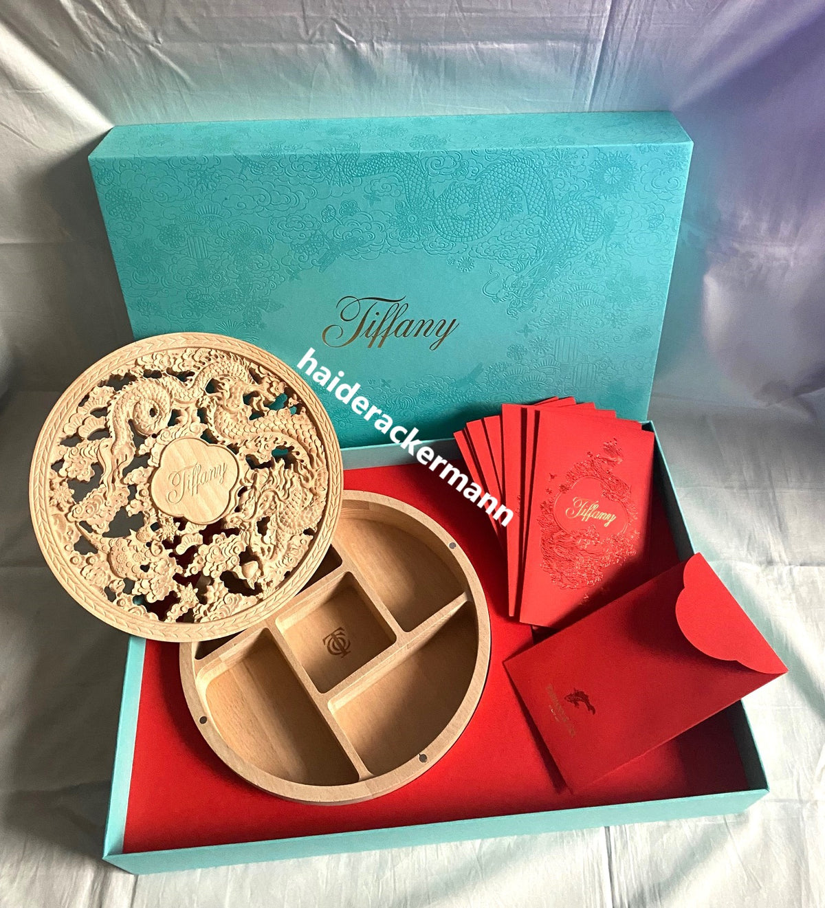 Tiffany & Co 2024 Chinese New Year dragon engraved wooden jewelry box