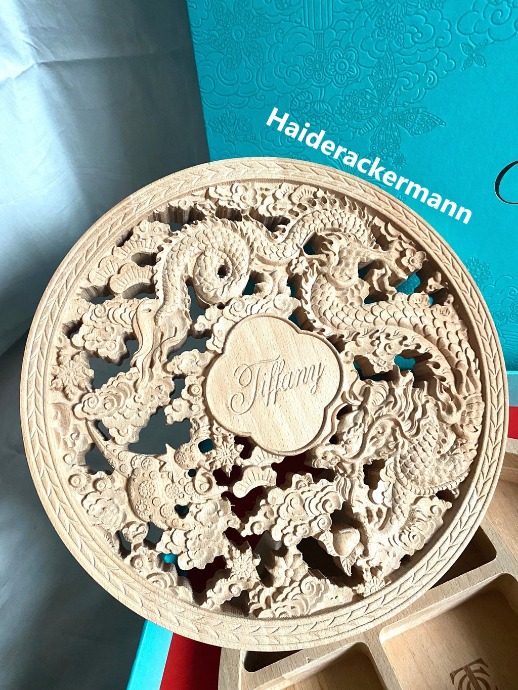 Tiffany & Co 2024 Chinese New Year dragon engraved wooden jewelry box