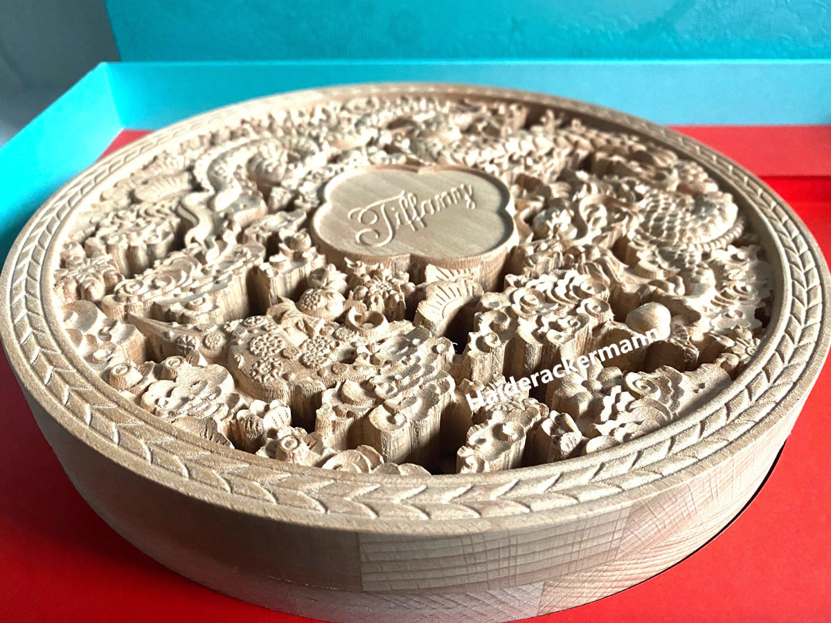 Tiffany & Co 2024 Chinese New Year dragon engraved wooden jewelry box