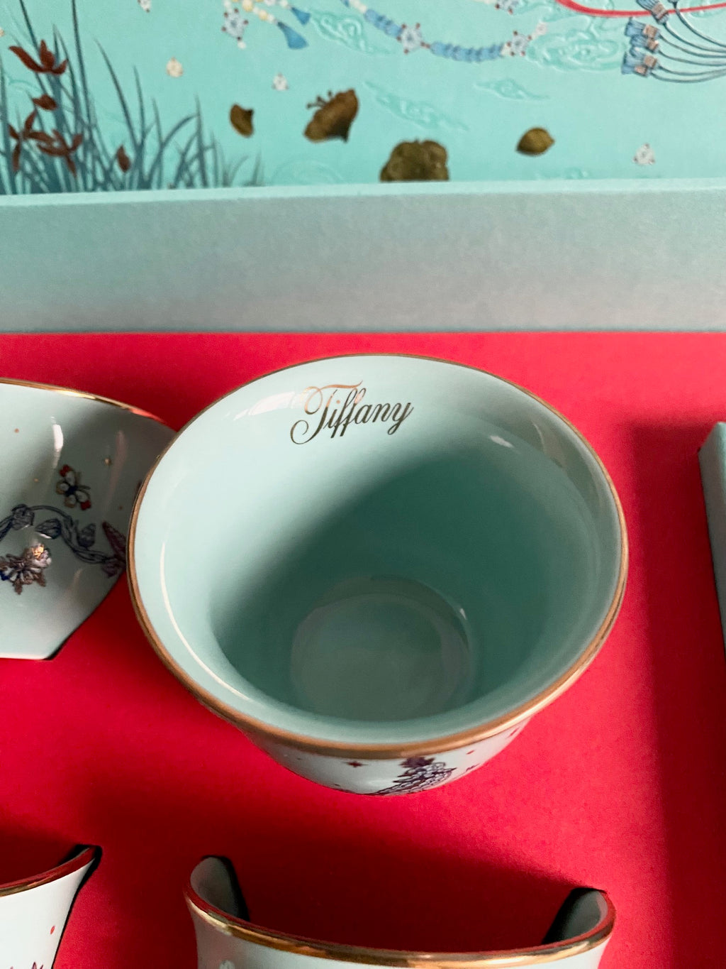 Tiffany & Co 2026 Chinese New Year bird on a rock ceramic cups & red packet box set