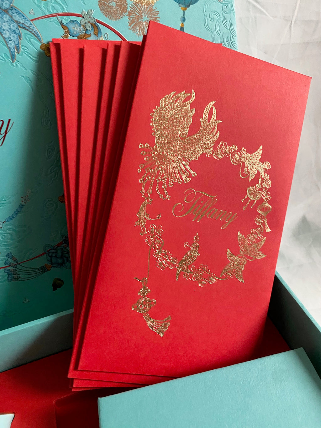 Tiffany & Co 2026 Chinese New Year bird on a rock ceramic cups & red packet box set