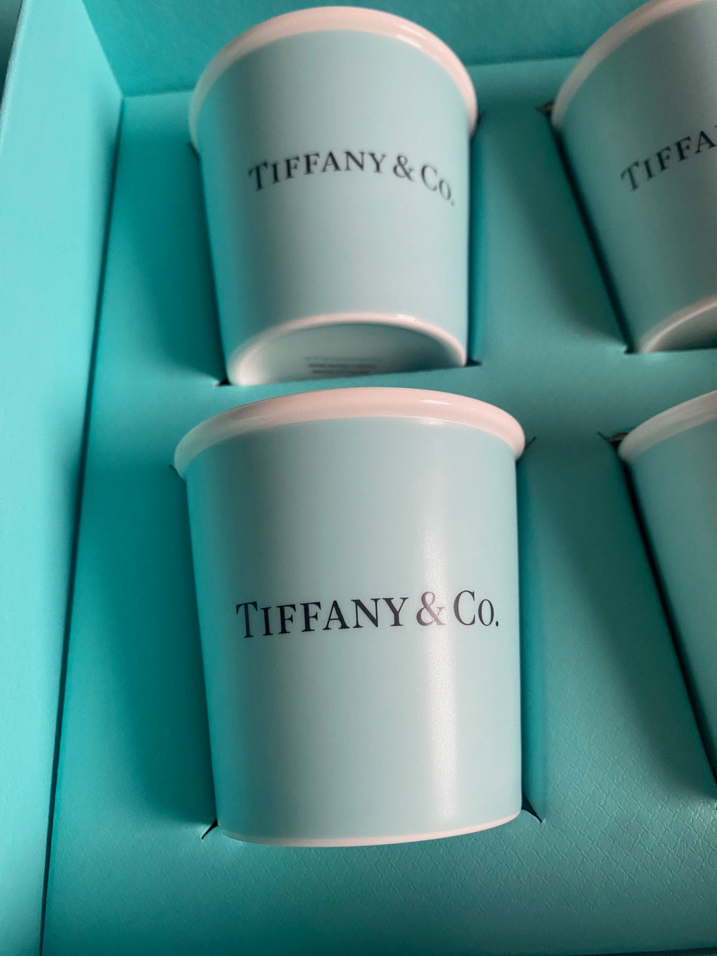 Tiffany & Co bone china ceramic espresso cup of 4 box set